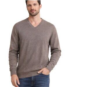Pronto Uomo Slim Fit V-Neck Sweater Extra Fine Merino Wool Light Brown Size XL